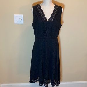 LOFT Black Lace V-Neck Dress
